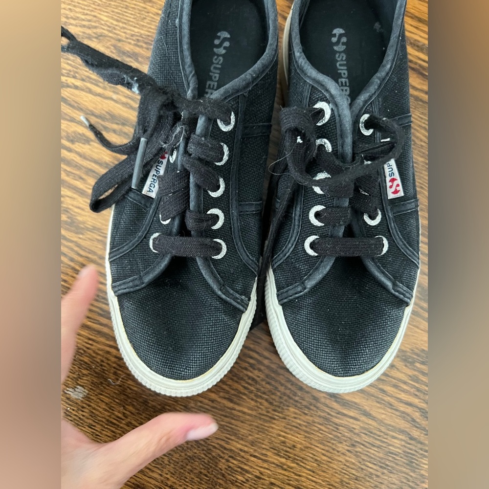 Superga black platform sneakers